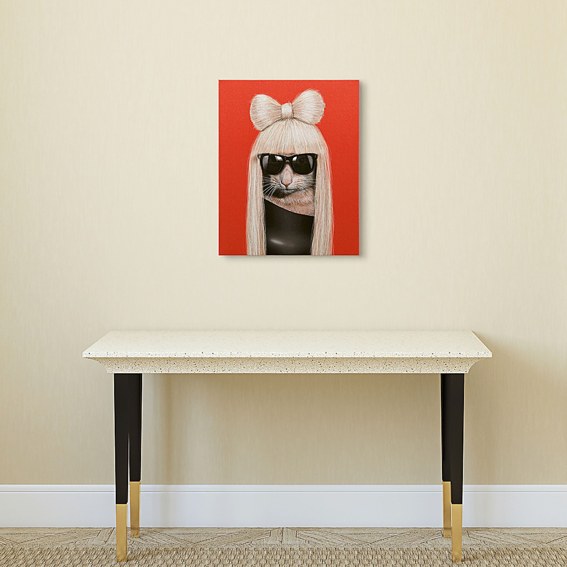 Kids Runway Kitty Red Wall Art - Image 6