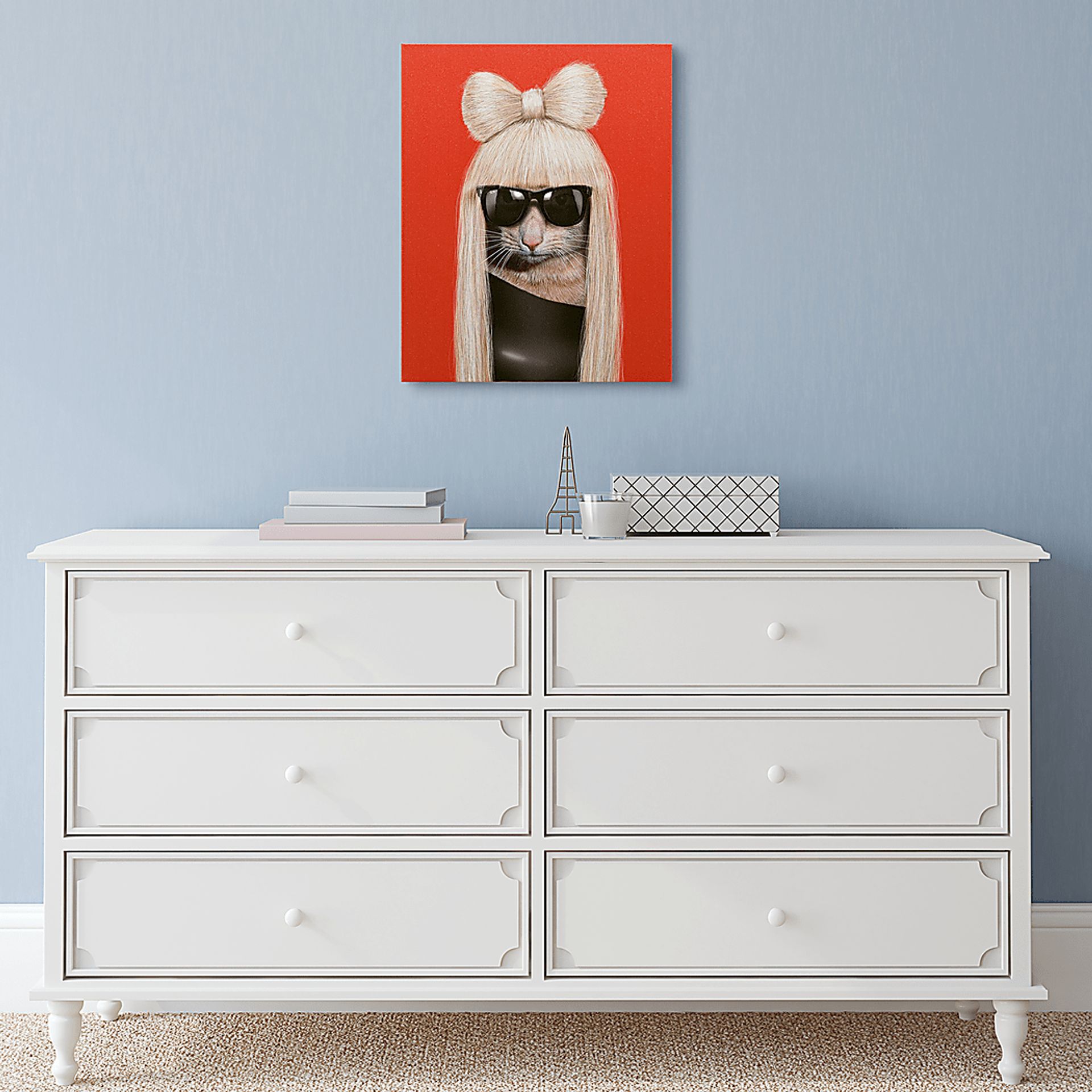 Kids Runway Kitty Red Wall Art - Image 7