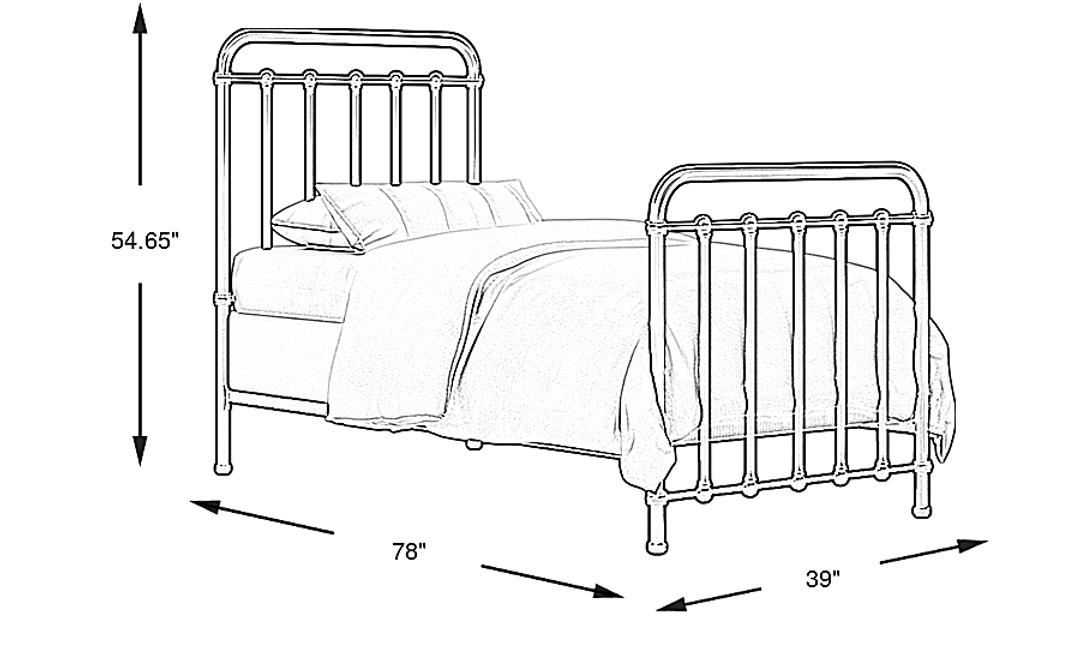 Kids Saddlerock Dark Gray Twin Metal Bed