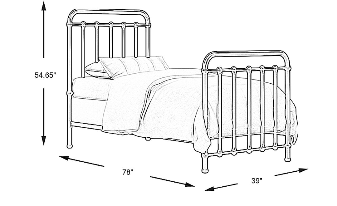 Kids Saddlerock Dark Gray Twin Metal Bed