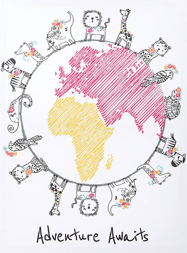 Kids Safari Globe Light Gray Artwork - Thumbnail - Image 1