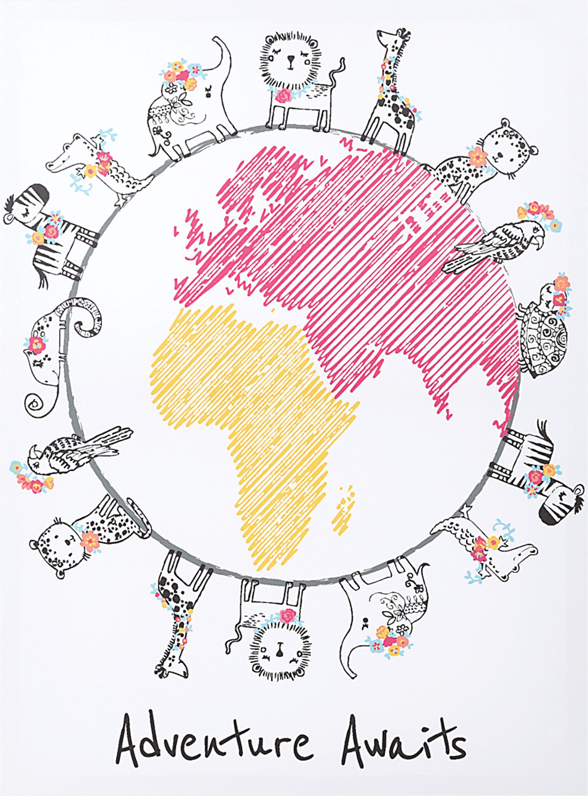 Kids Safari Globe Light Gray Artwork - Image 1