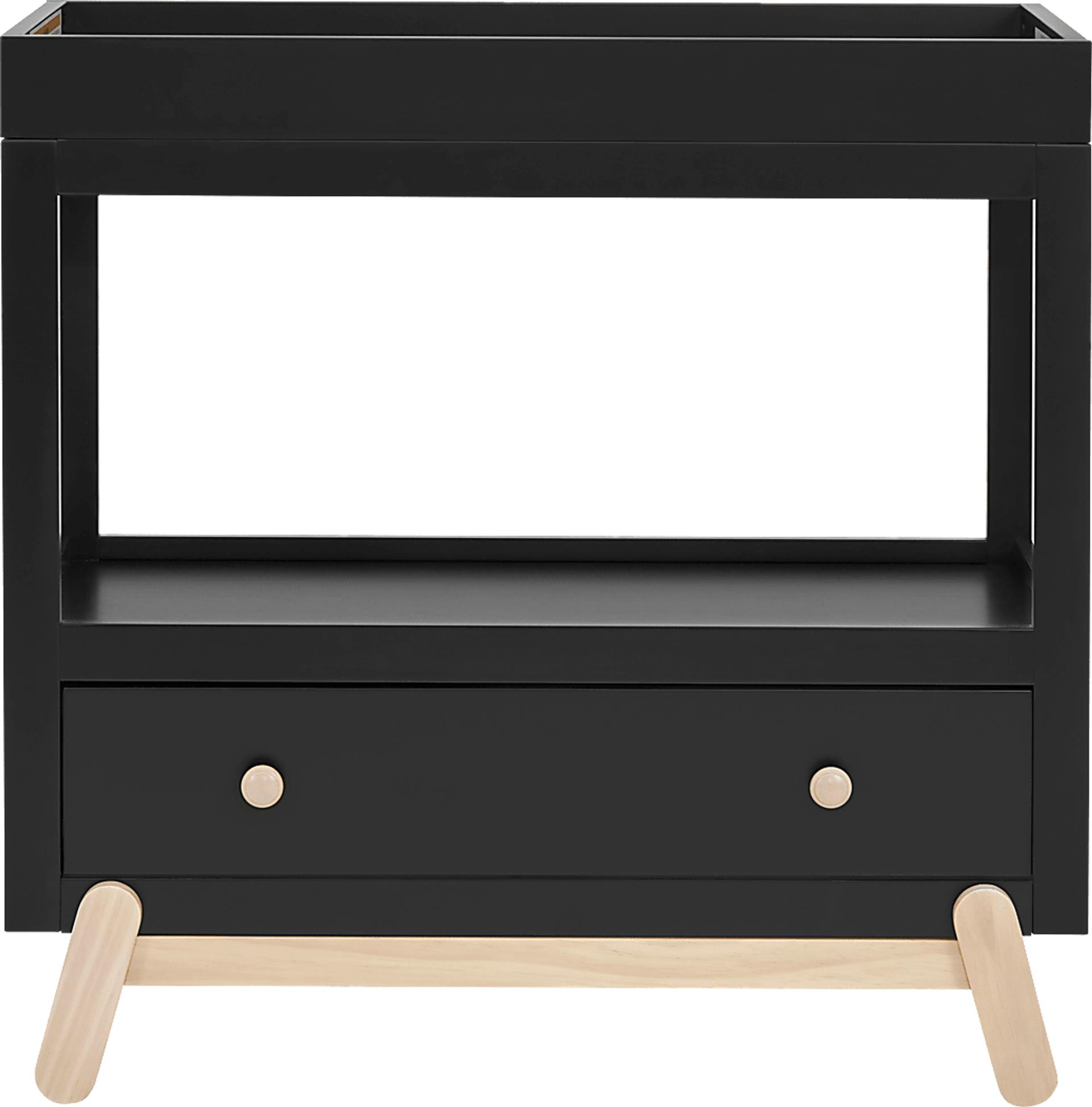 black childrens dresser Jenny Lind 54" Black Wood Wide 7-Drawer Kids Dresser