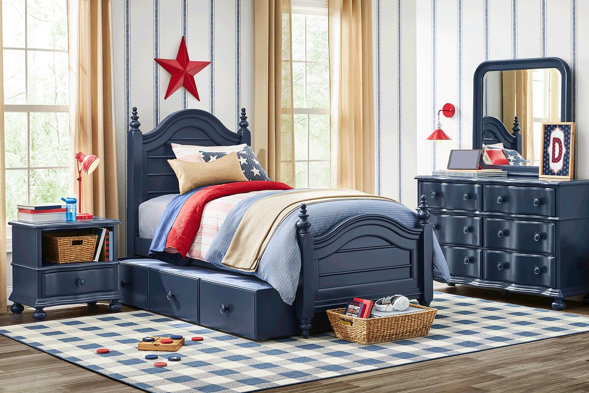 San Simeon 5 Pc Blue Colors Twin Bedroom Set With Dresser, Twin Bed ...
