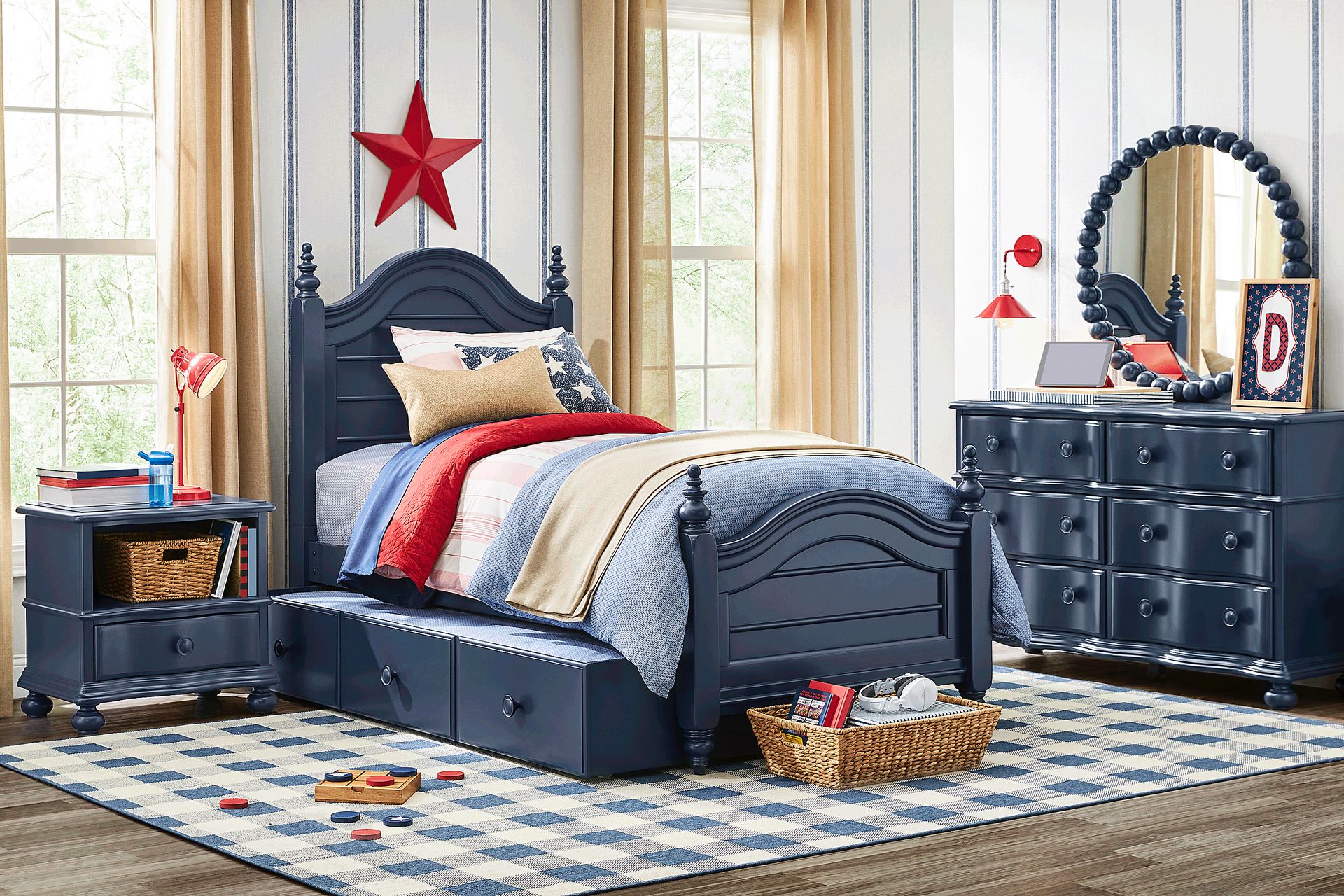 Kids San Simeon Blue 5 Pc Twin Poster Bedroom - Image 1
