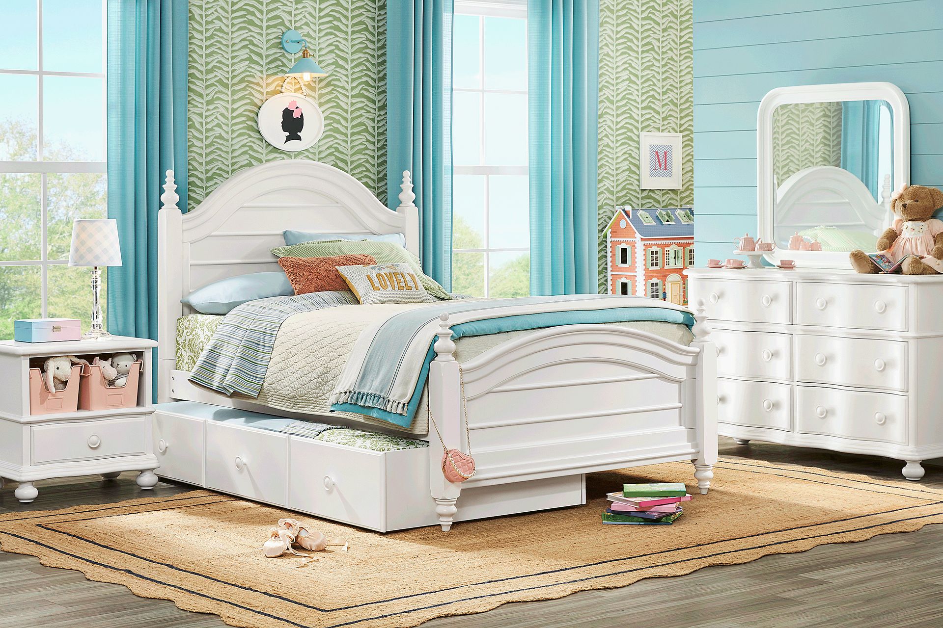 Kids San Simeon White Full Poster Bedroom - Image 1