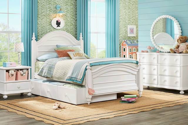 Kids San Simeon White Full Poster Bedroom - Thumbnail - Image 1