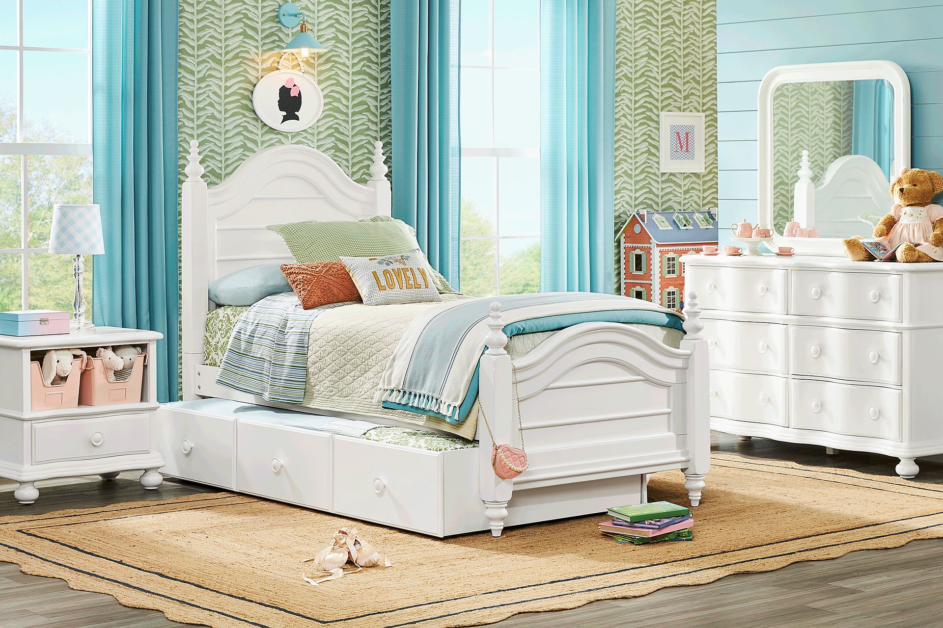 Kids San Simeon White Twin Poster Bedroom - Image 1