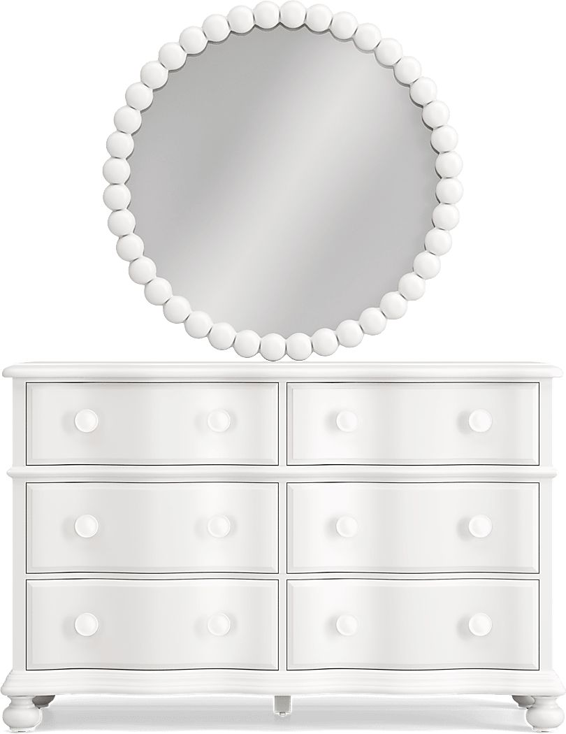 San Simeon 2 Pc White Colors,White Round Mirror And Dresser | Rooms to Go