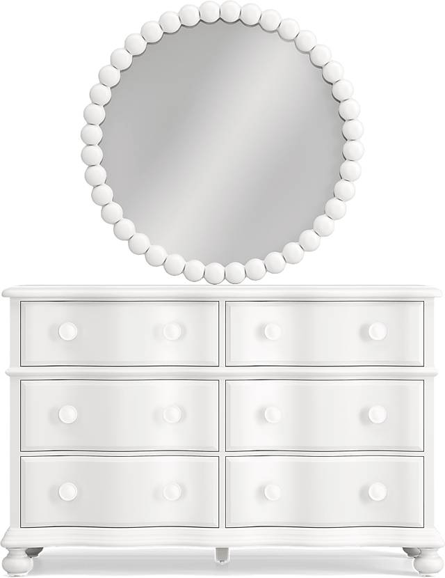 Kids San Simeon White Dresser with Round Mirror - Thumbnail - Image 1