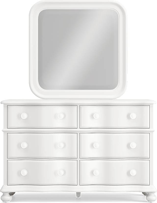 Kids San Simeon White Dresser with Square Mirror - Thumbnail - Image 1