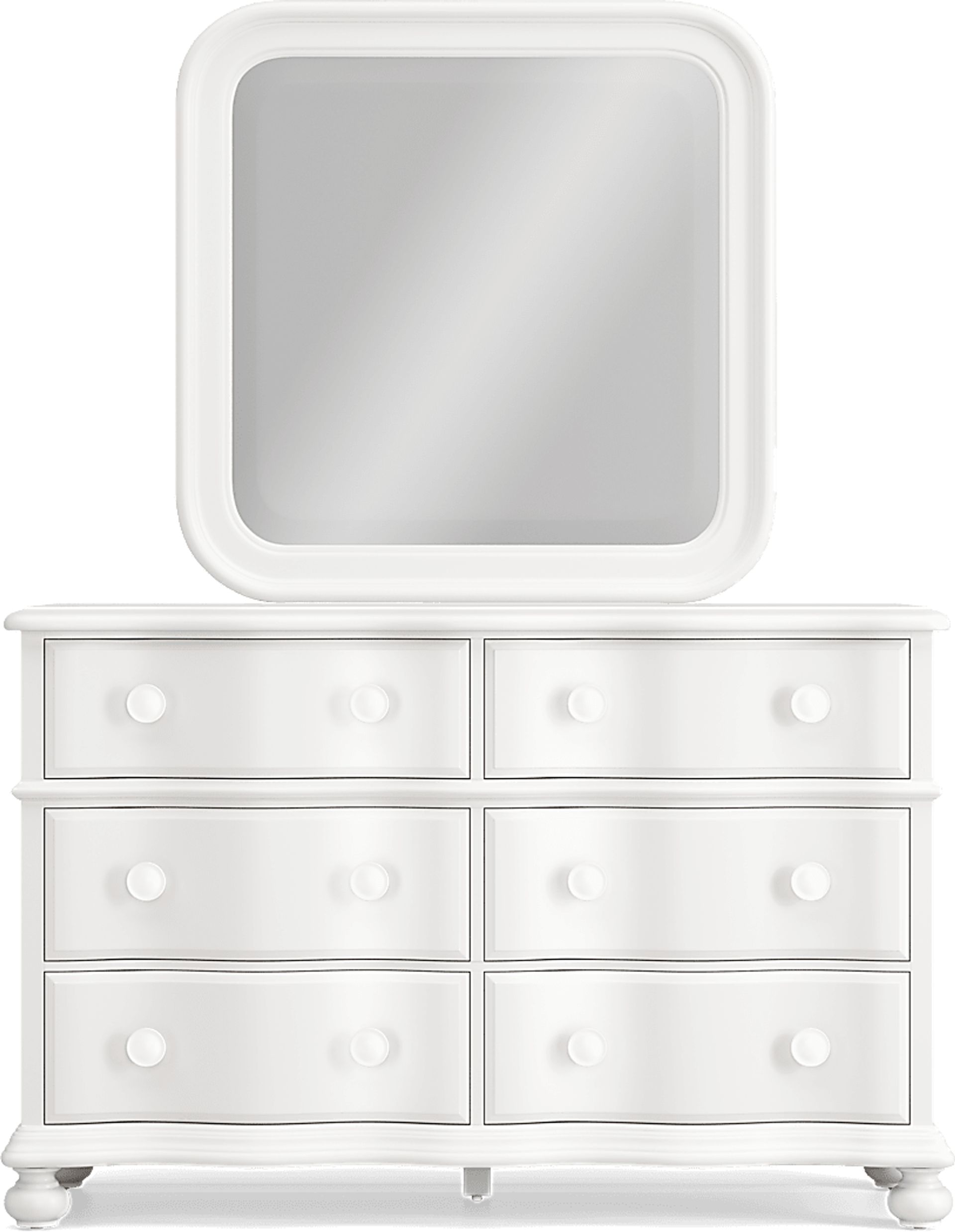 Kids San Simeon White Dresser with Square Mirror - Image 1