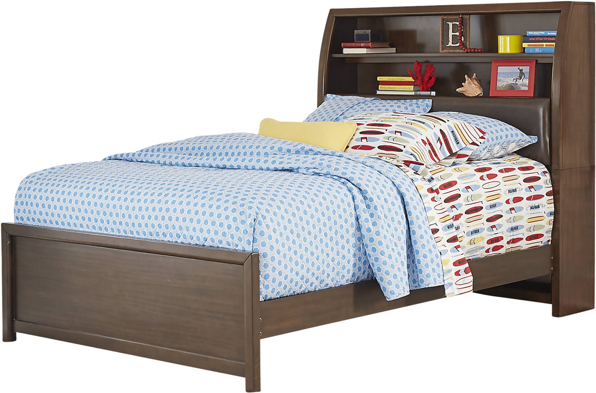 brown cherry 3 pc full bookcase bed
