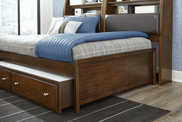 Kids Santa Cruz Brown Cherry Full Bookcase Wall Bed - Thumbnail - Image 4