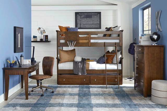 Kids Santa Cruz Brown Cherry Full/Full Bunk Bed with Basketball Hoop - Thumbnail - Image 2