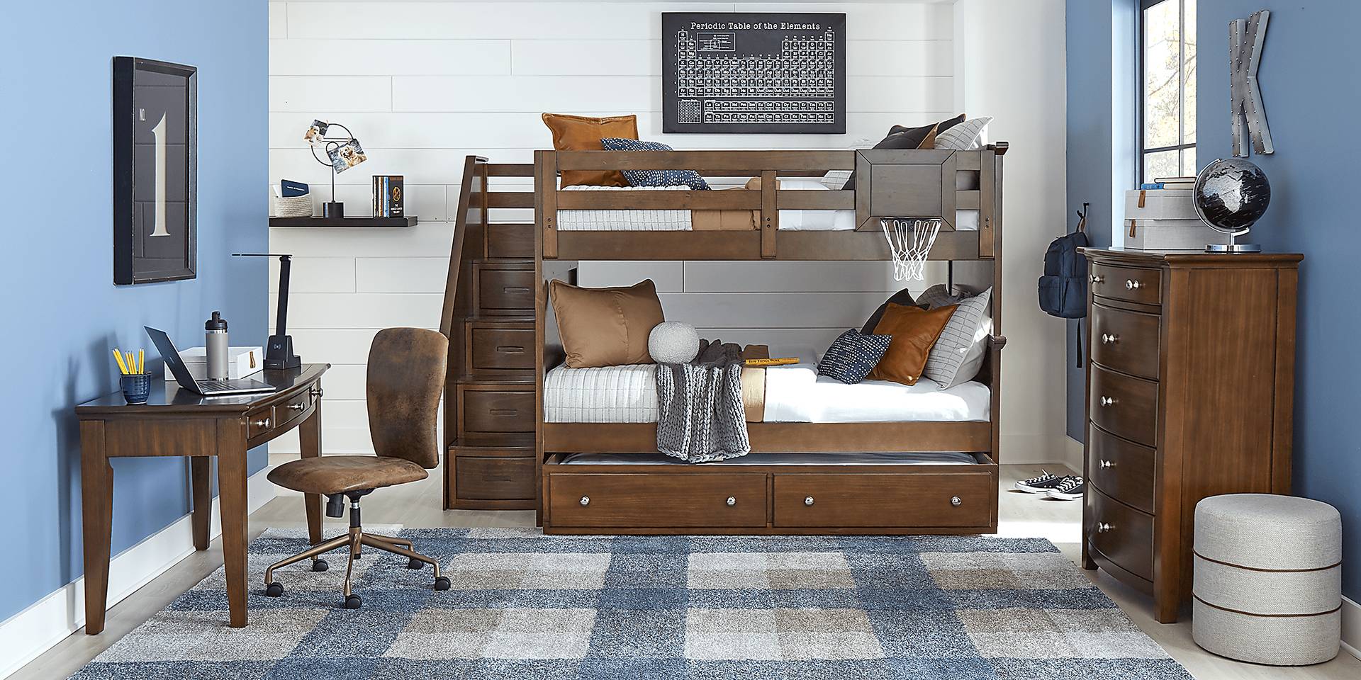brown cherry full/full step bunk bed