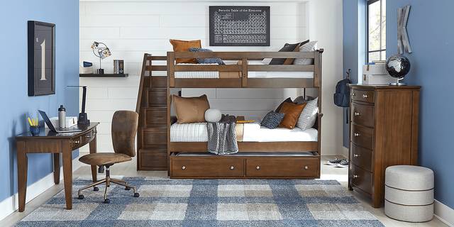 Kids Santa Cruz Brown Cherry Full/Full Step Bunk Bed - Thumbnail - Image 3