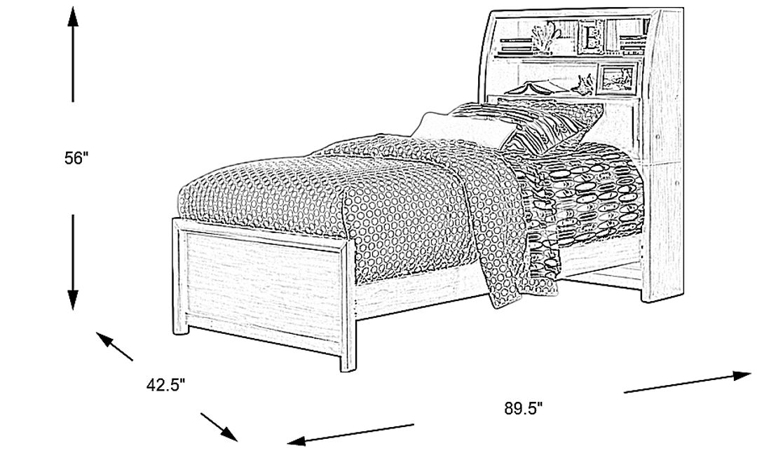 Kids Santa Cruz Brown Cherry Twin Bookcase Bed