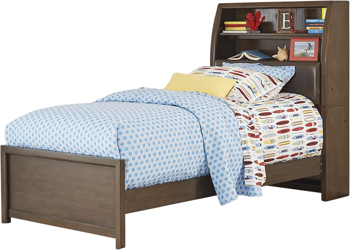 Santa Cruz 5 Pc Brown Cherry Dark Wood Twin Bedroom Set With Dresser, 3 ...