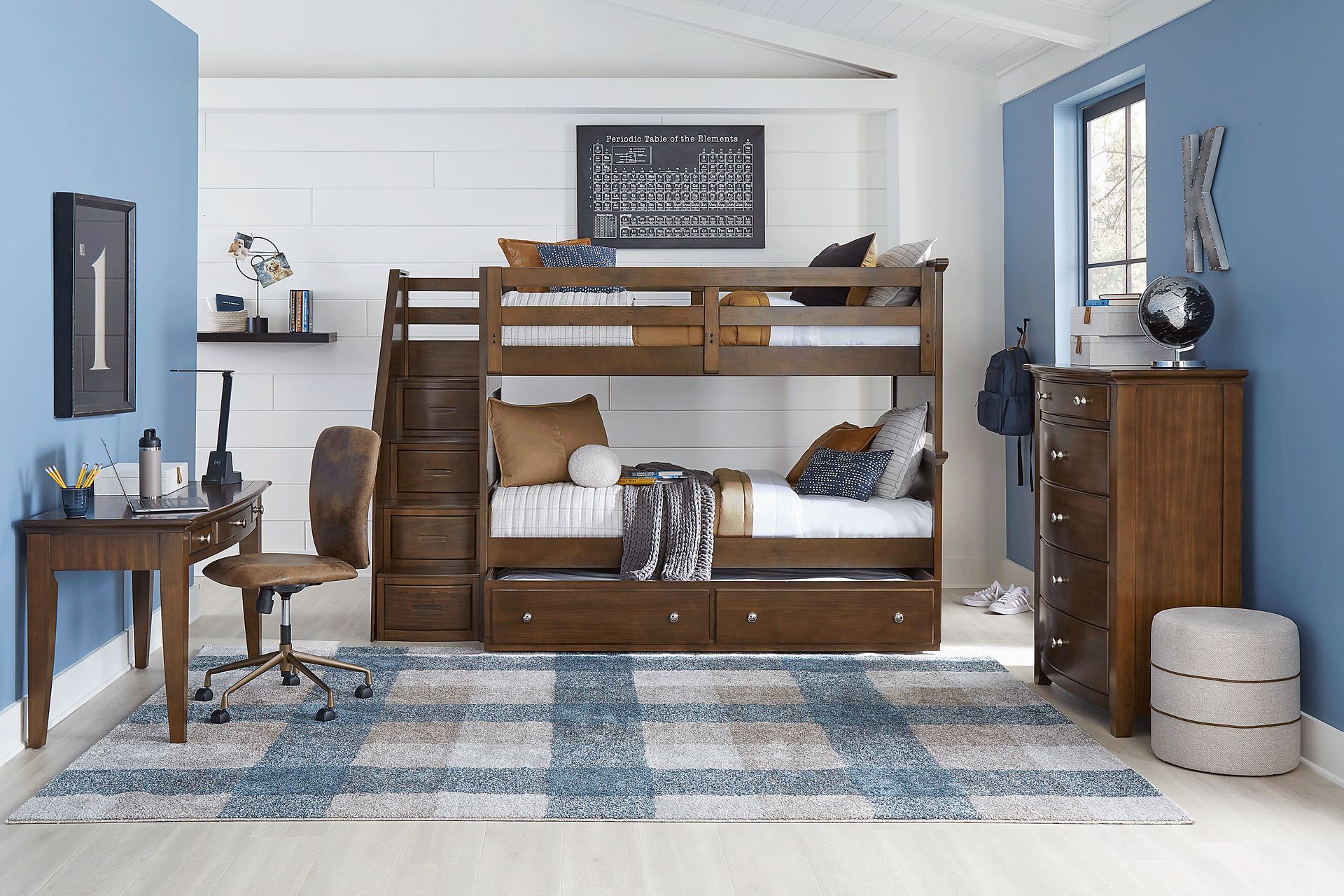 Kids Santa Cruz Brown Cherry Twin/Twin Step Bunk Bed - Image 2