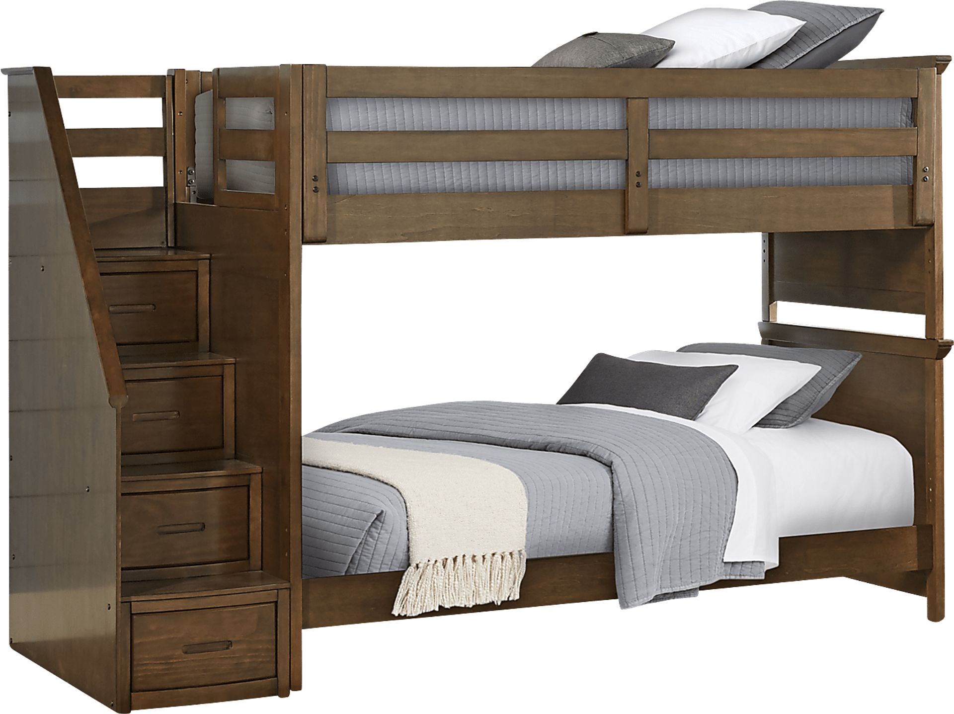 Kids Santa Cruz Brown Cherry Twin/Twin Step Bunk Bed - Image 1