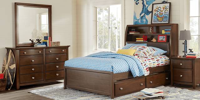 Kids Santa Cruz Brown Cherry 3 Pc Full Bookcase Bed - Thumbnail - Image 2