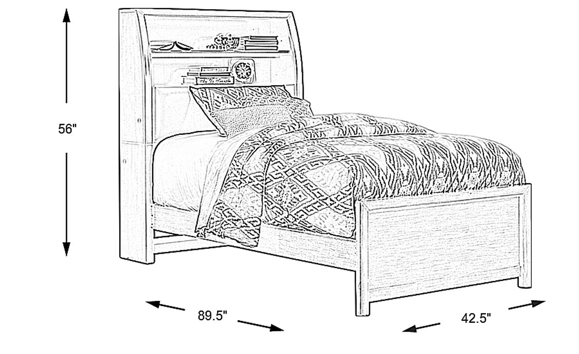 Kids Santa Cruz Gray 3 Pc Twin Bookcase Bed