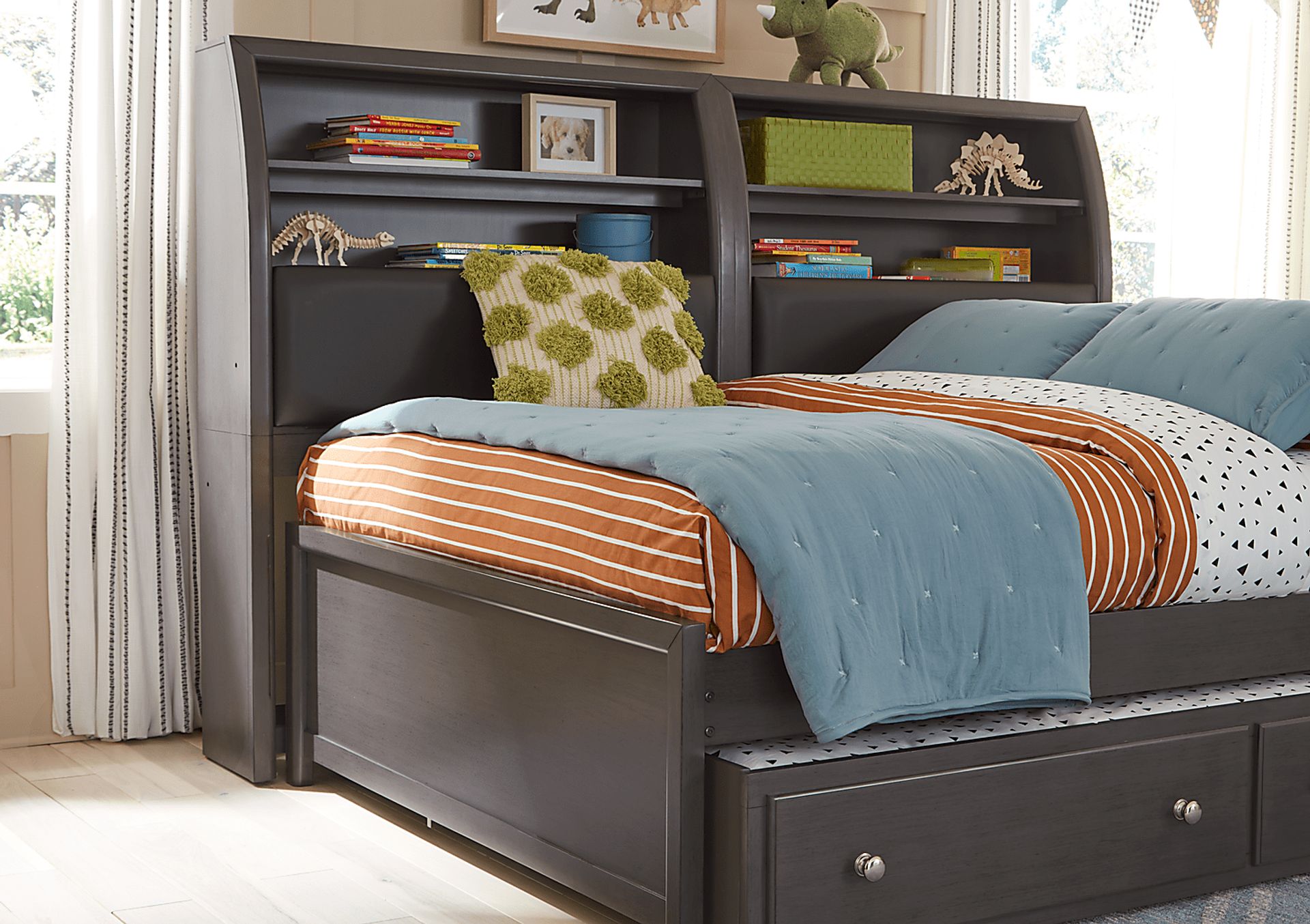Kids Santa Cruz Gray Full Bookcase Wall Bed - Image 3