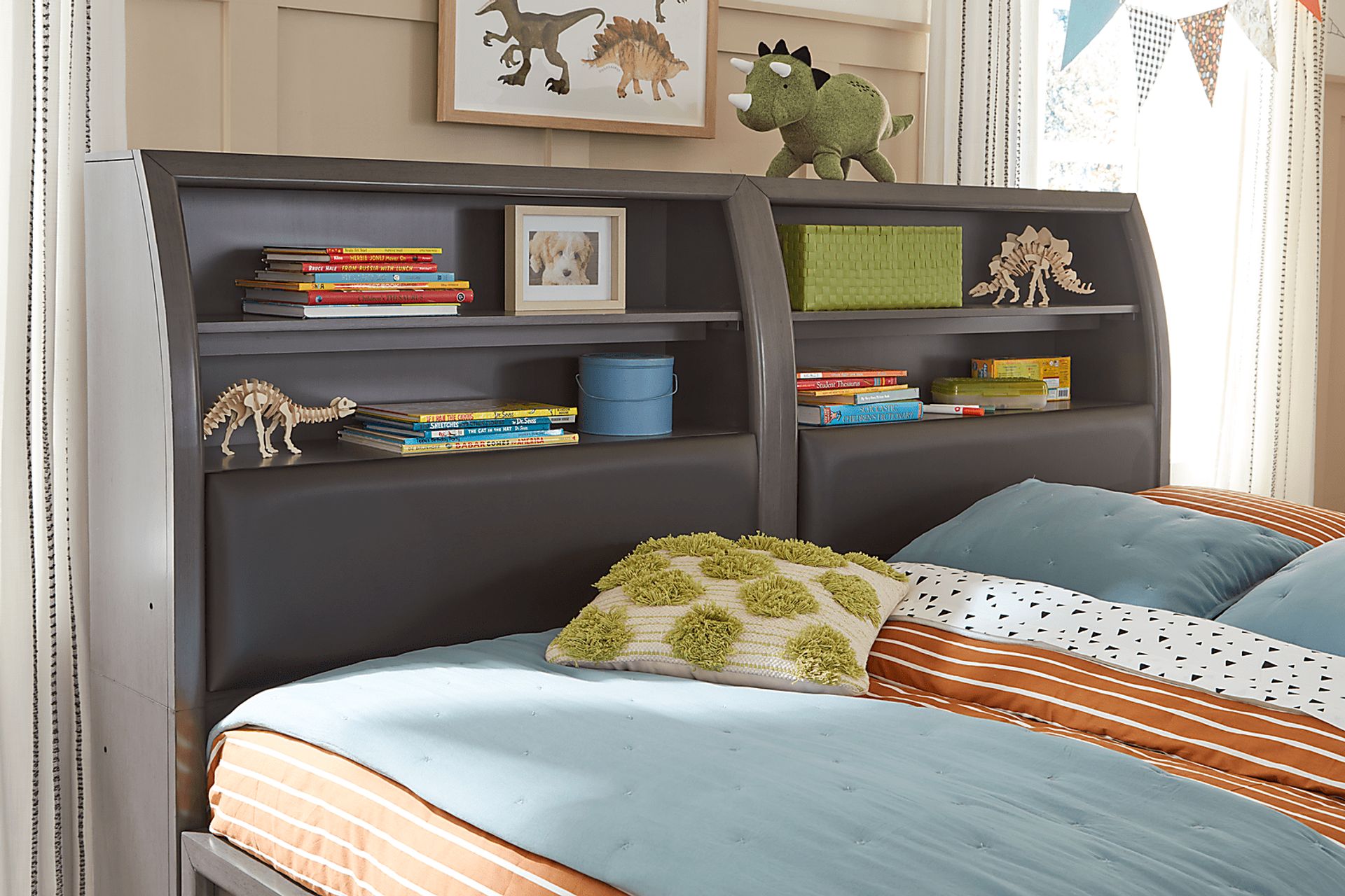 Kids Santa Cruz Gray Full Bookcase Wall Bed - Image 4