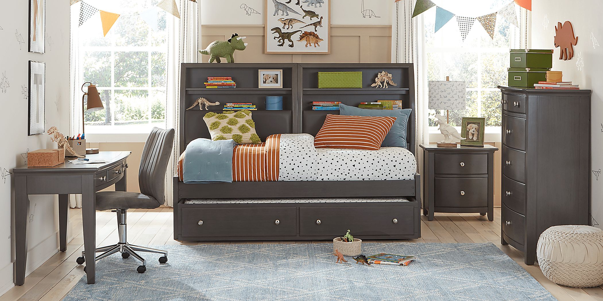 Kids Santa Cruz Gray Twin Bookcase Wall Bed - Thumbnail 2