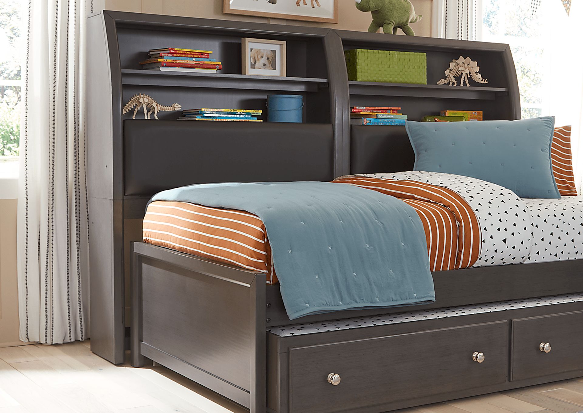 Kids Santa Cruz Gray Twin Bookcase Wall Bed - Image 3