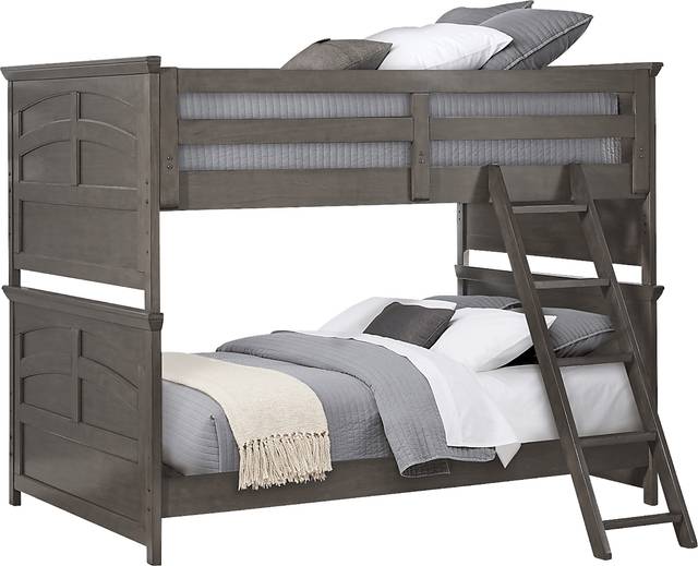 Kids Santa Cruz Gray Full/Full Bunk Bed with Basketball Hoop - Thumbnail - Image 1