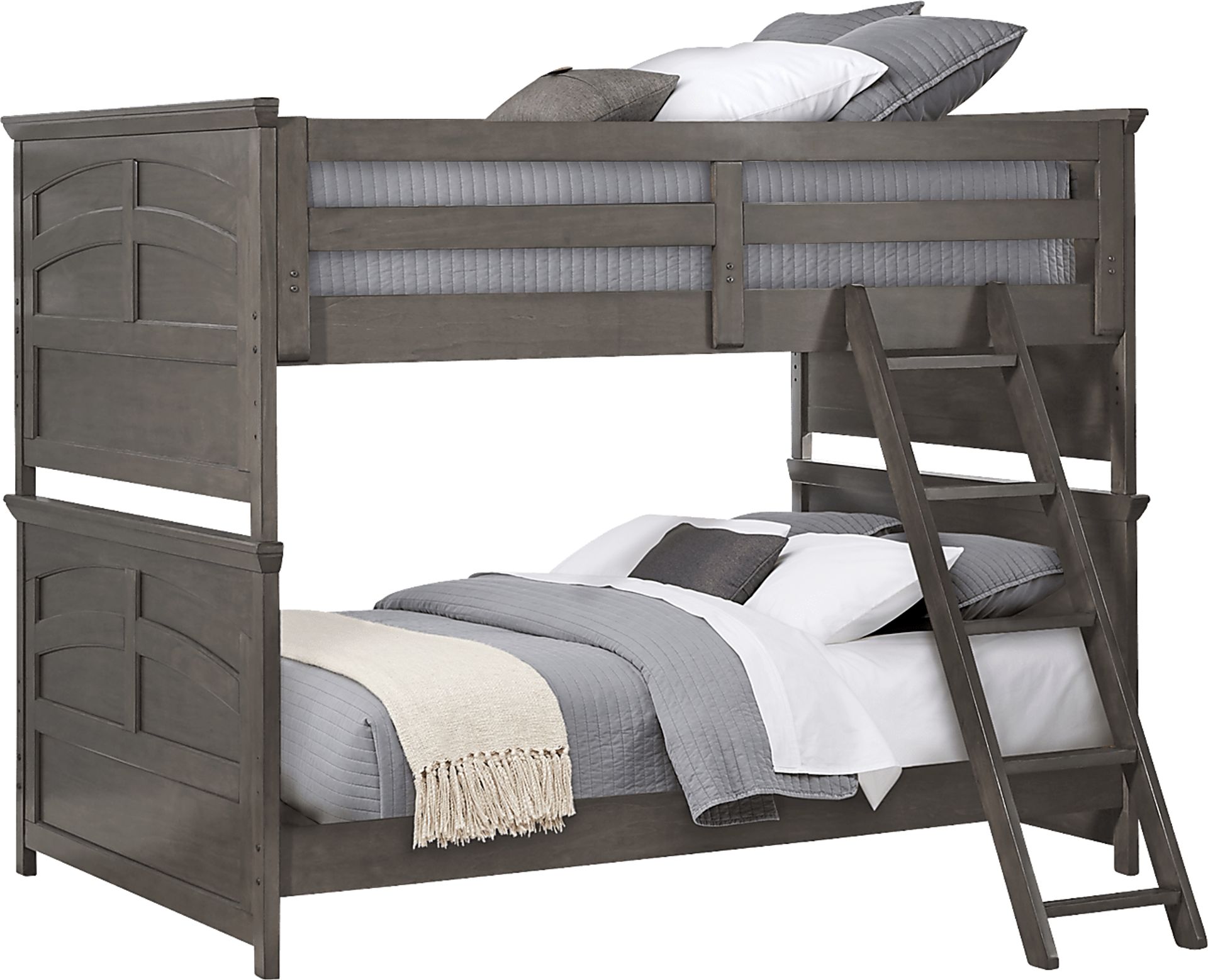 Kids Santa Cruz Gray Full/Full Bunk Bed with Basketball Hoop - Image 1