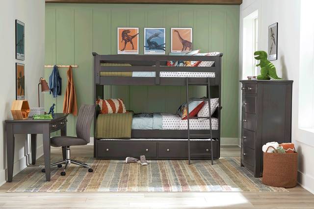 Kids Santa Cruz Gray Full/Full Bunk Bedroom - Thumbnail - Image 1