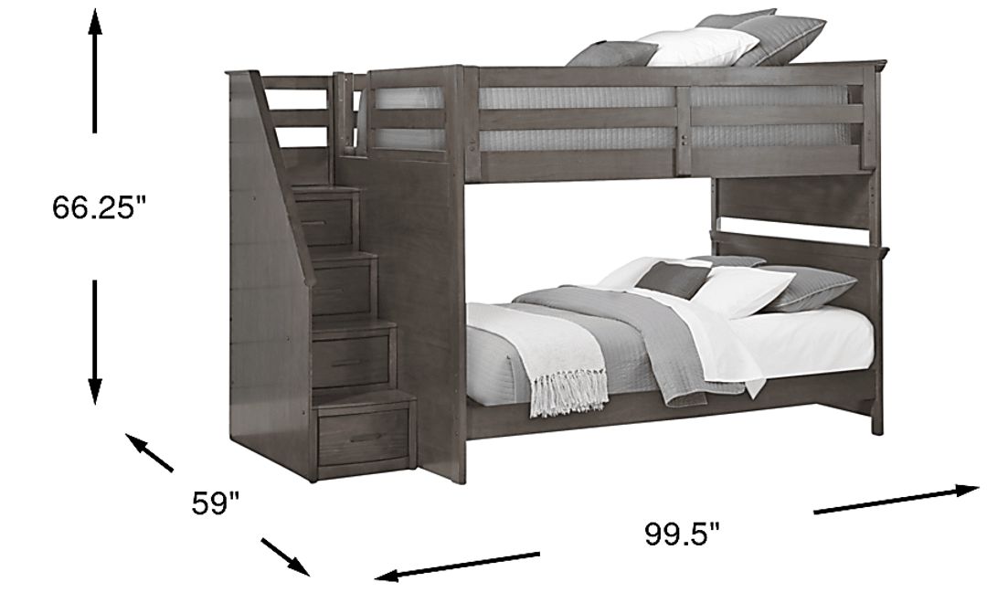 Kids Santa Cruz Gray Full/Full Step Bunk Bed
