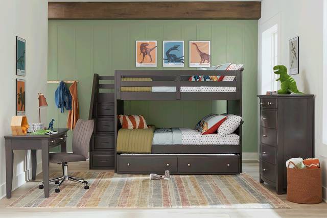 Kids Santa Cruz Gray Full/Full Step Bunk Bedroom - Thumbnail - Image 1