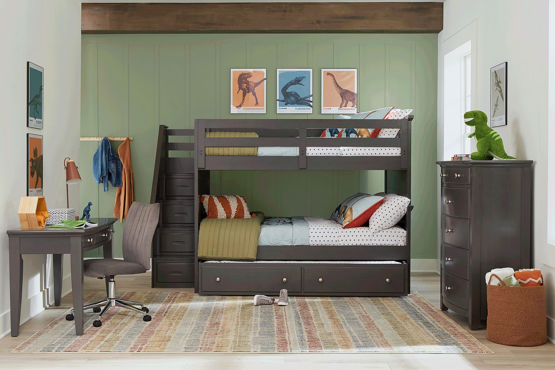 Kids Santa Cruz Gray Full/Full Step Bunk Bedroom - Image 1