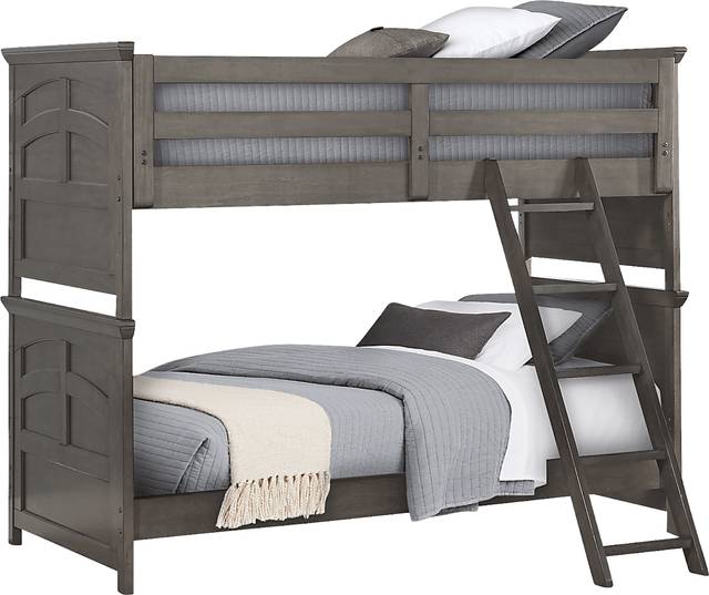 Kids Santa Cruz Gray Twin/Twin Bunk Bed with Basketball Hoop - Thumbnail - Image 1