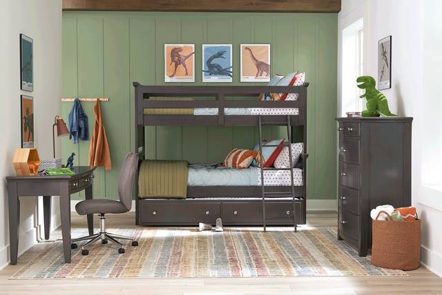 Kids Santa Cruz Gray Twin/Twin Bunk Bedroom - Thumbnail - Image 1