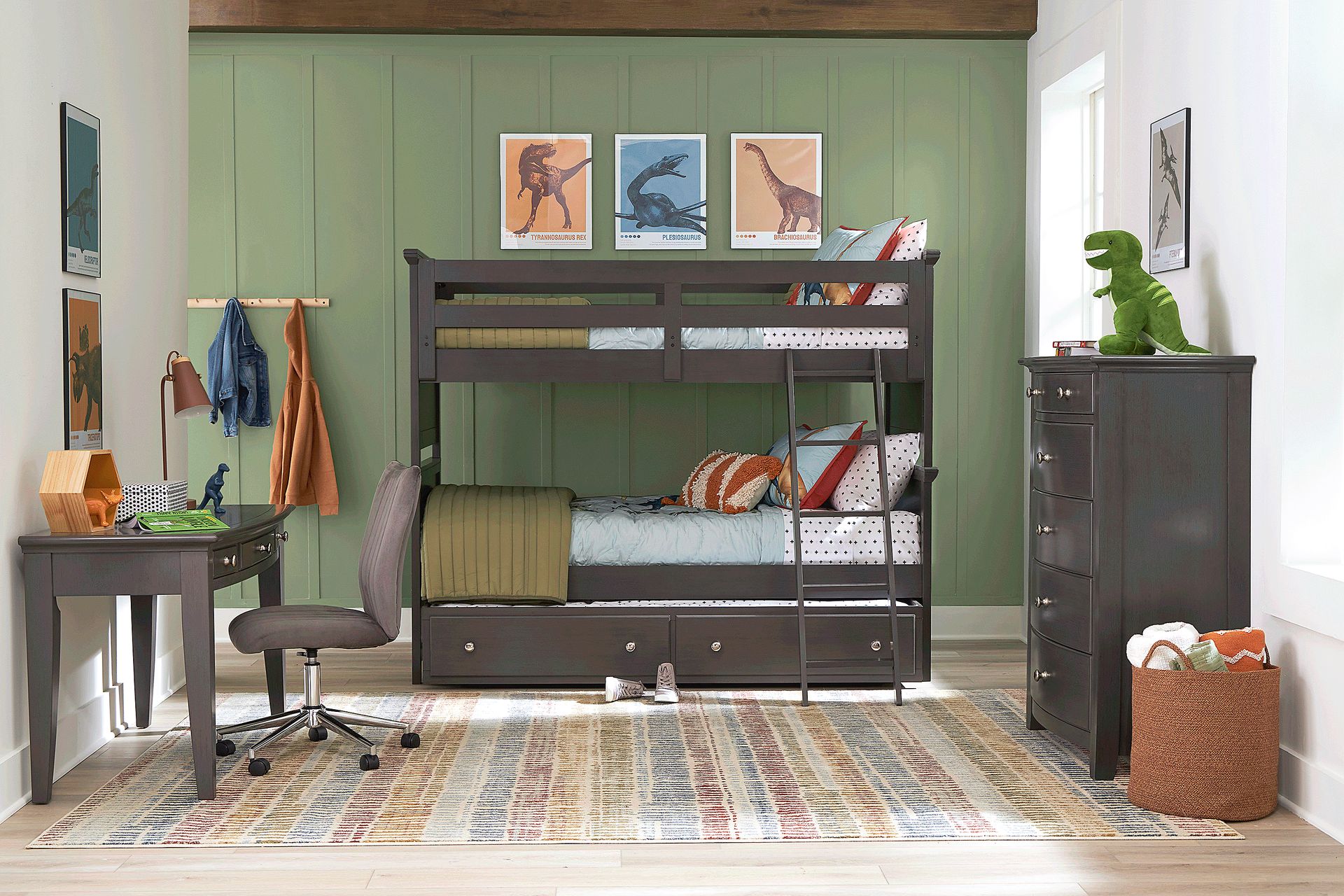 Kids Santa Cruz Gray Twin/Twin Bunk Bedroom - Image 1