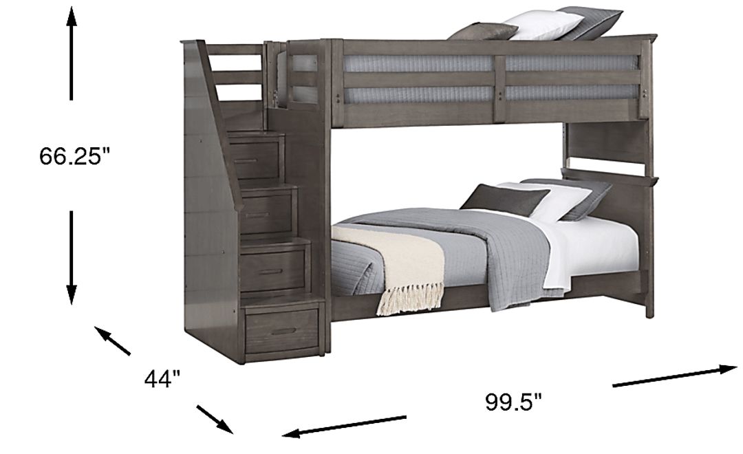 Kids Santa Cruz Gray Twin/Twin Step Bunk Bed