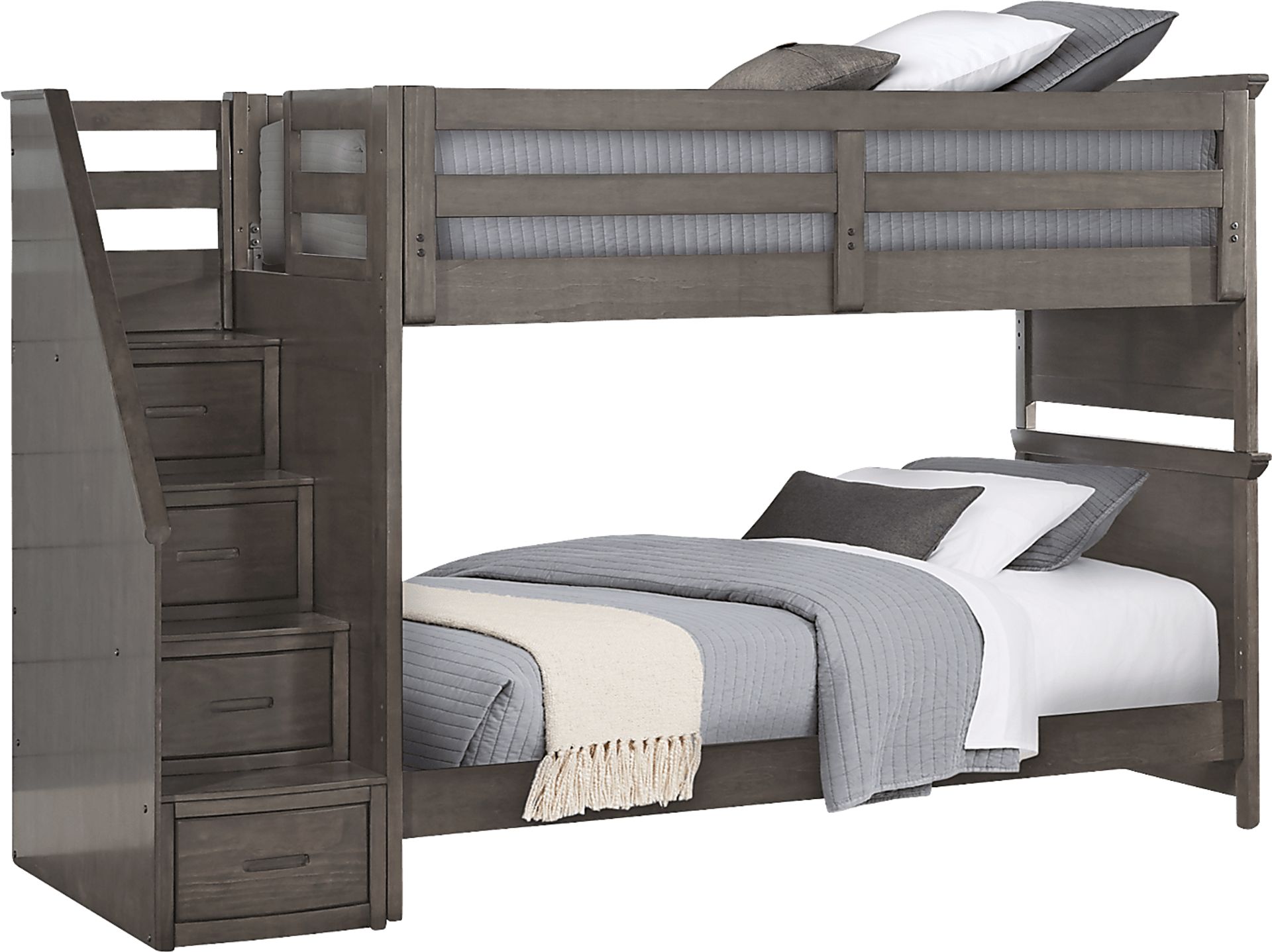 Kids Santa Cruz Gray Twin/Twin Step Bunk Bedroom - Image 2