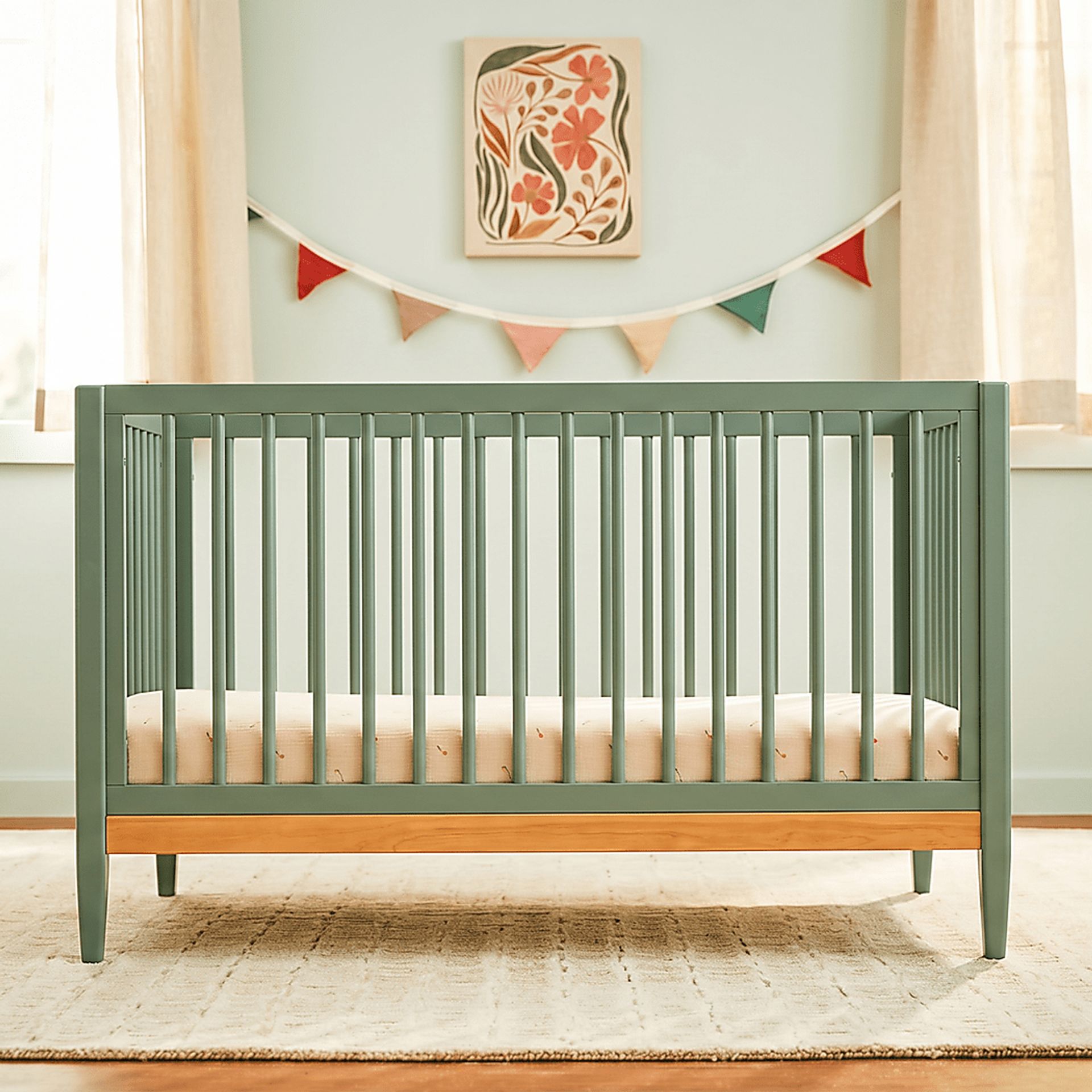 Kids Scola Green/Natural Convertible Crib - Image 2