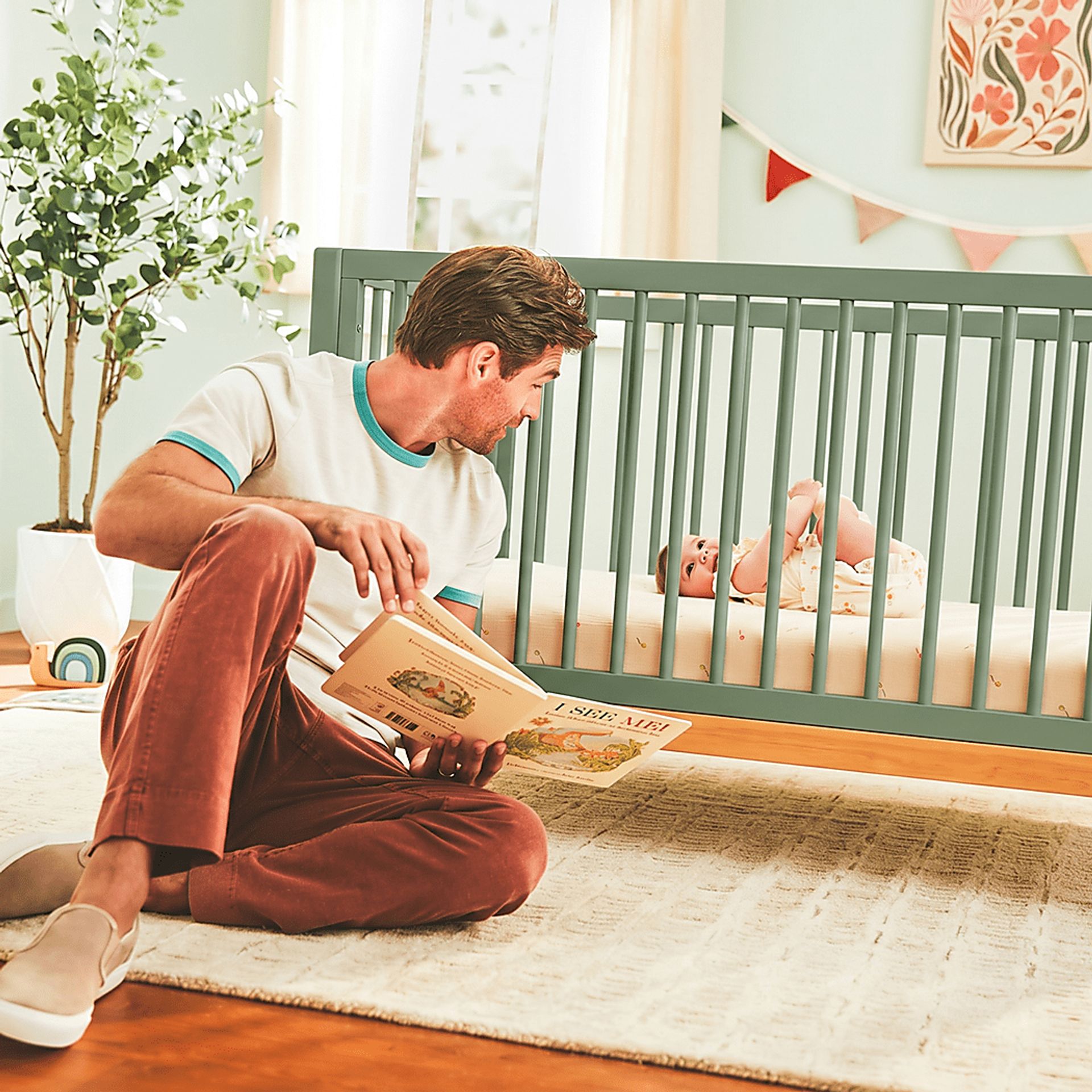 Kids Scola Green/Natural Convertible Crib - Image 8