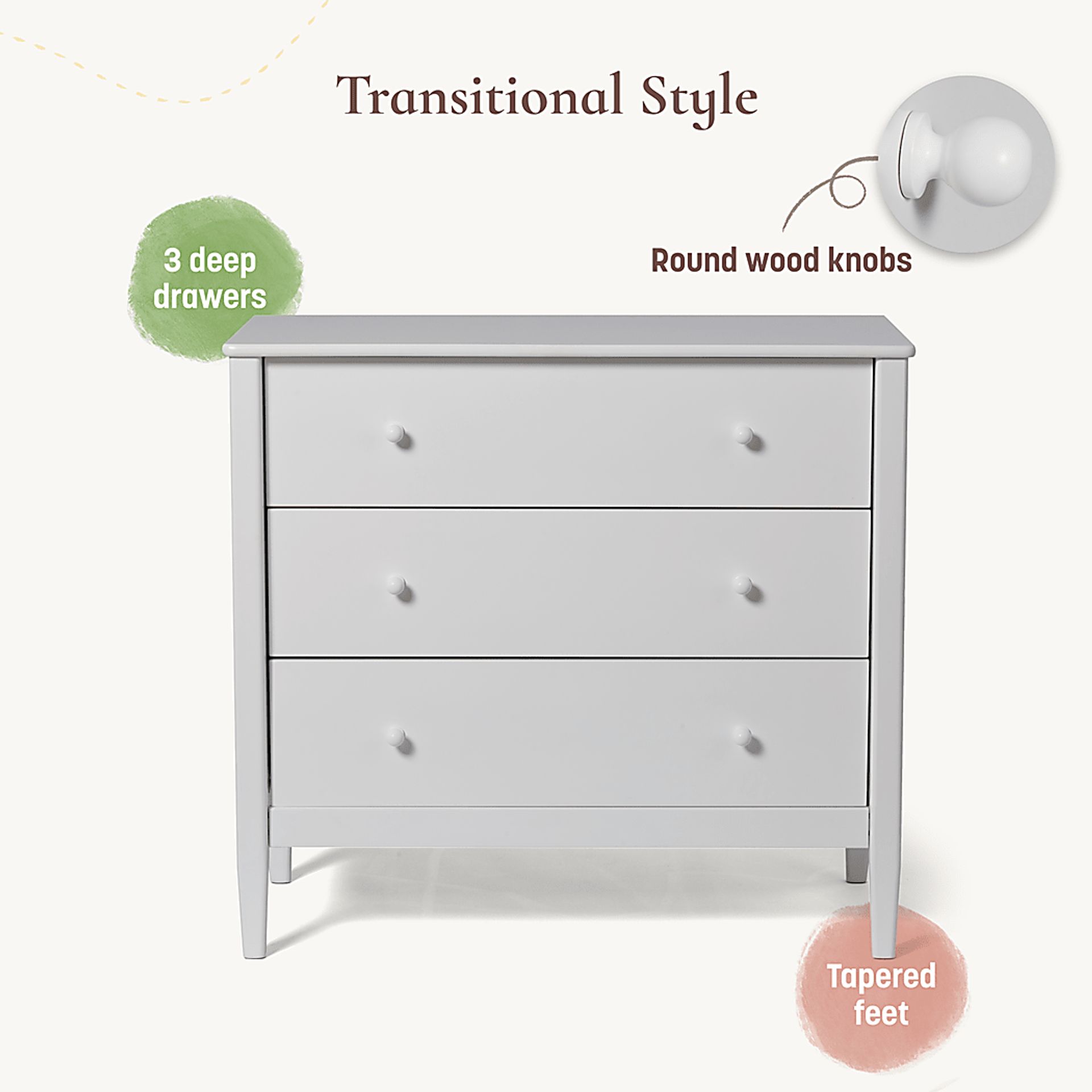 Kids Scola White 3 Drawer Dresser - Image 4