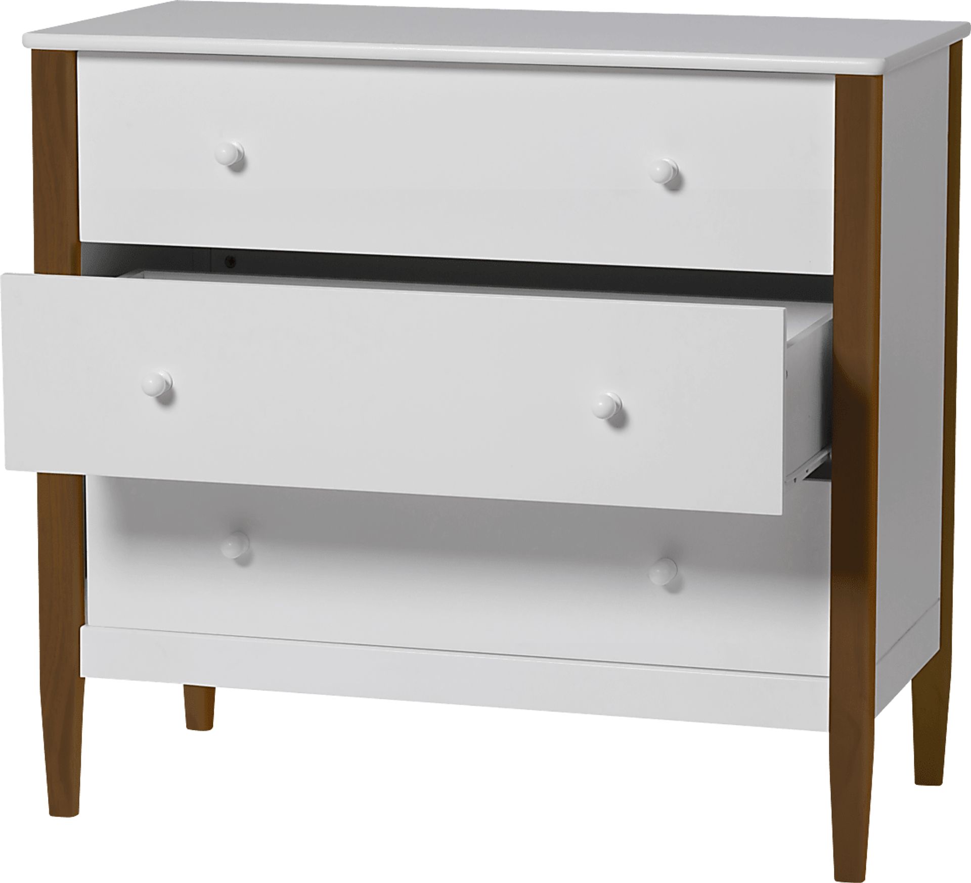 Kids Scola White/Brown 3 Drawer Dresser - Image 3