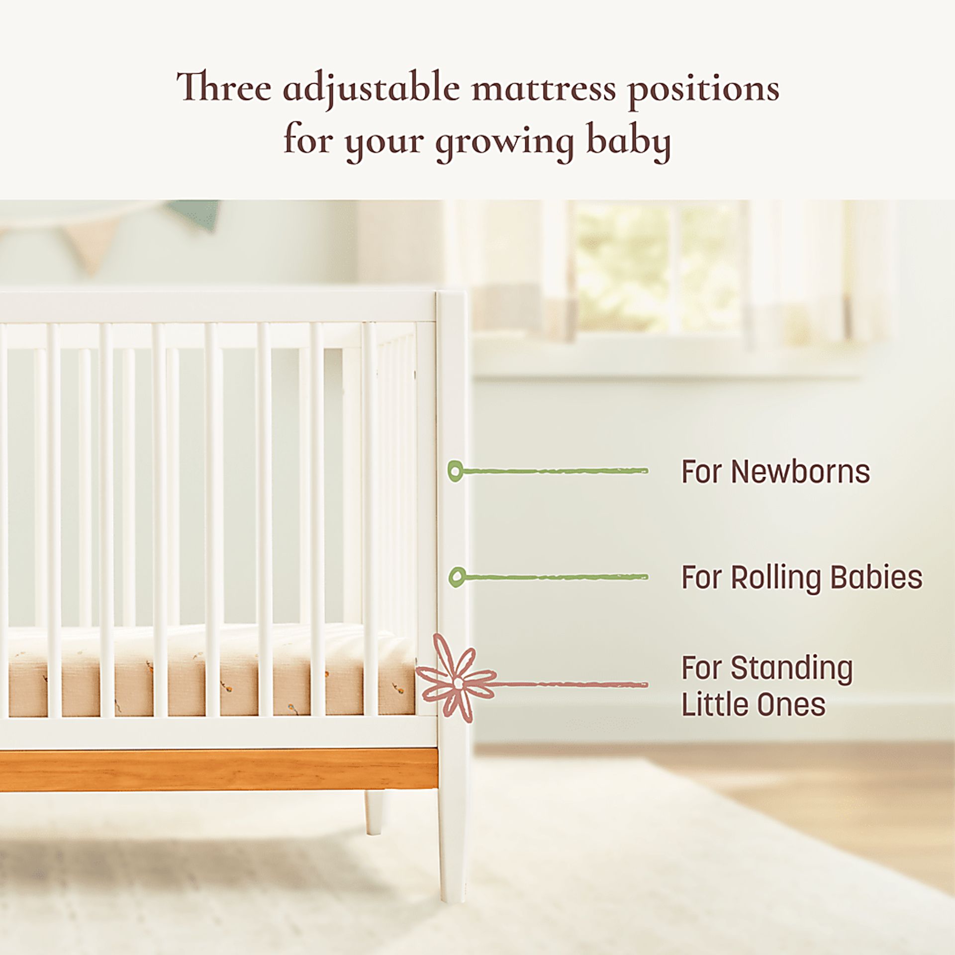 Kids Scola White/Natural Convertible Crib - Image 5
