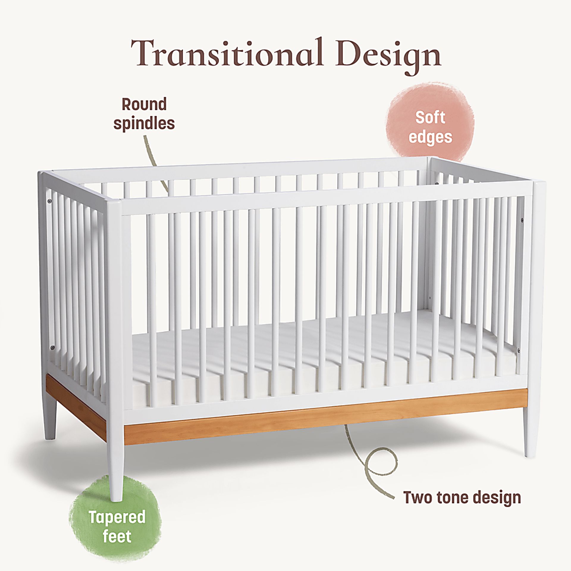 Kids Scola White/Natural Convertible Crib - Image 6