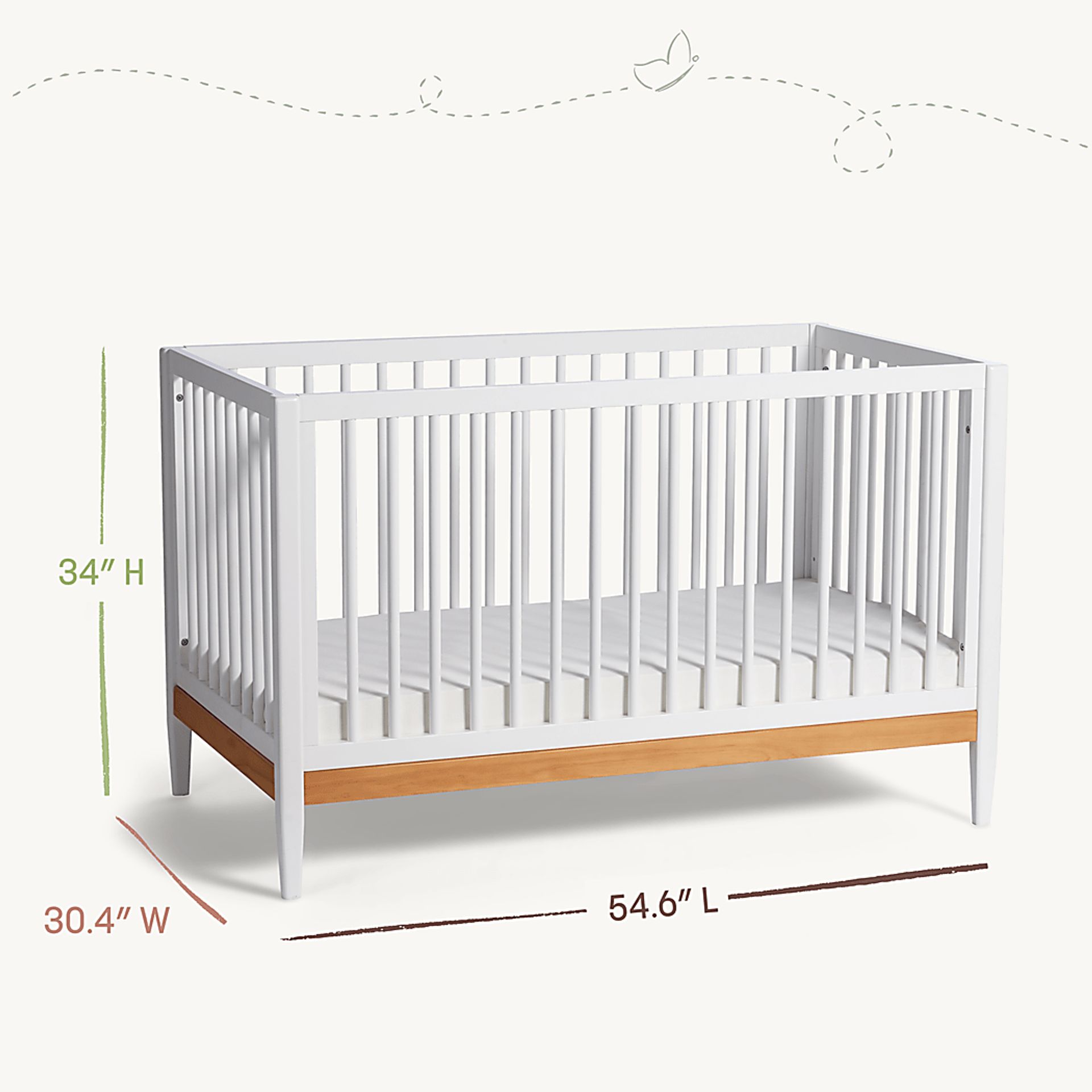 Kids Scola White/Natural Convertible Crib - Image 7