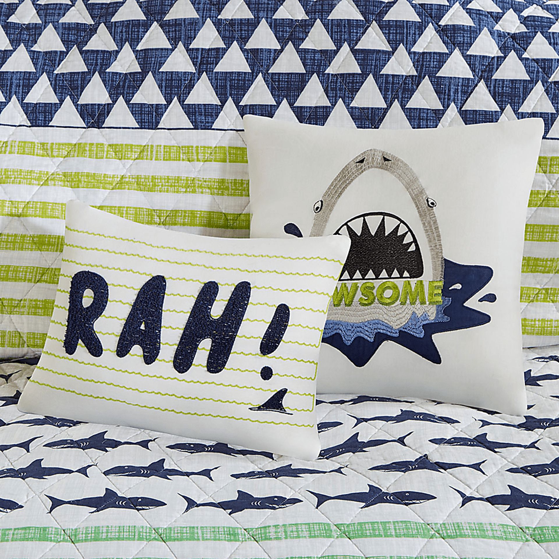 Kids Shark Mood Navy 5 Pc Full/Queen Coverlet Set - Image 3